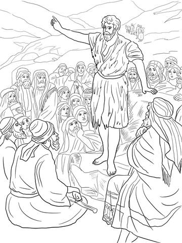 John The Baptist Preaching In The Wilderness Coloring Page